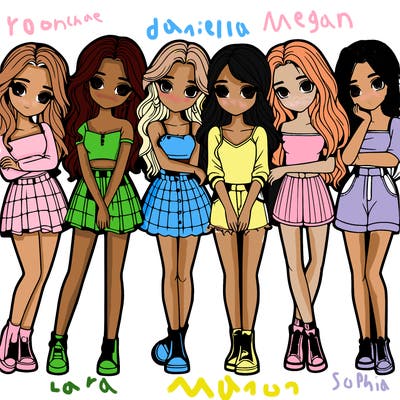 a group of girls realistic