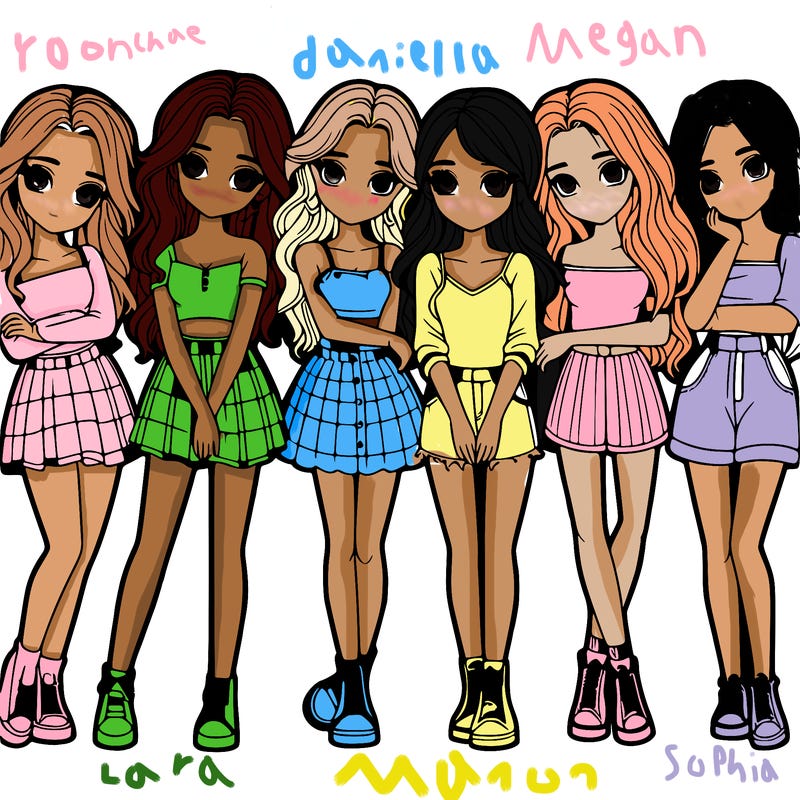 a group of girls realistic