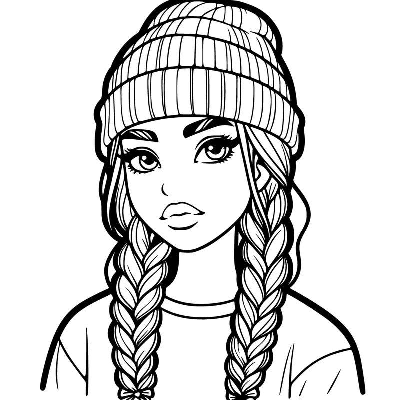 teenage girl with braids and beanie