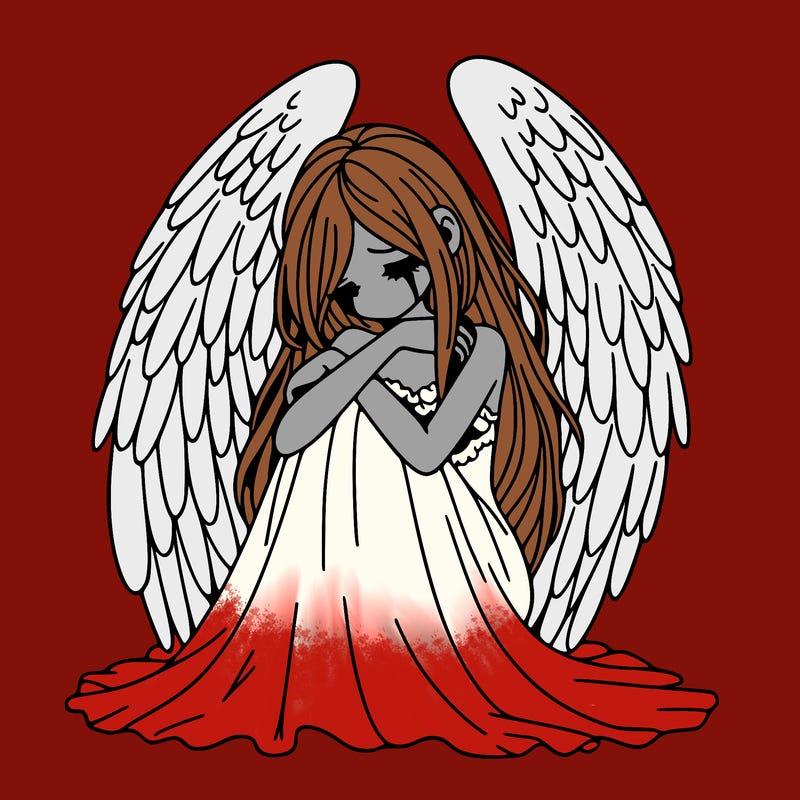 ethereal girl in grief, lonely and heartbroken