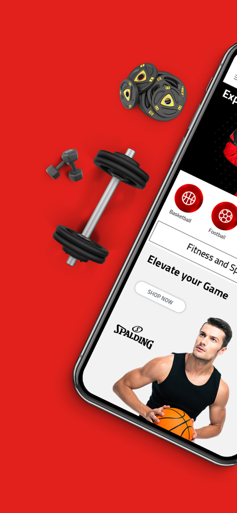Active Fitness Store - Mobile app interface of Active Fitness Store displaying sports equipment and home gym gear