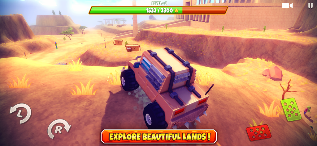 Zombie Safari - An armored truck driving through a desert environment in the Zombie Safari game