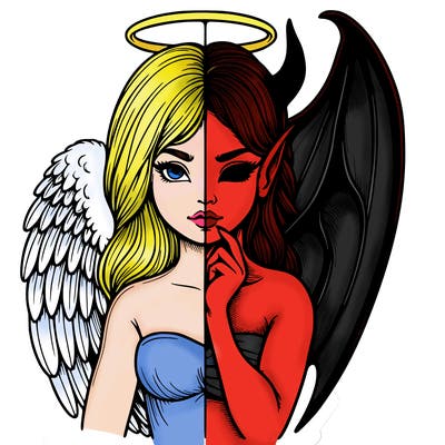 realistic angel half demon