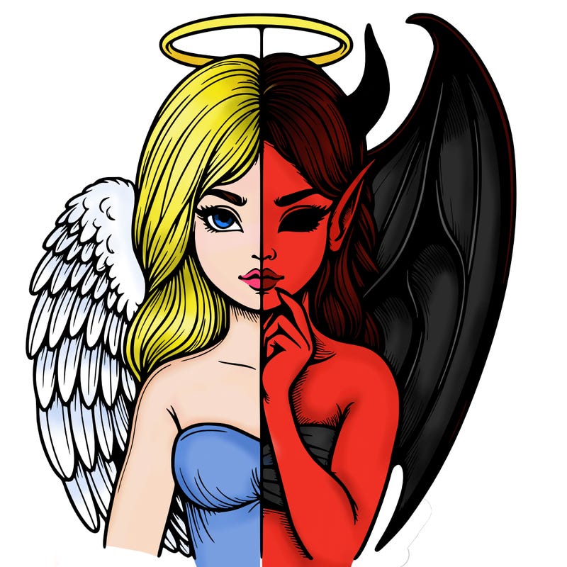 realistic angel half demon