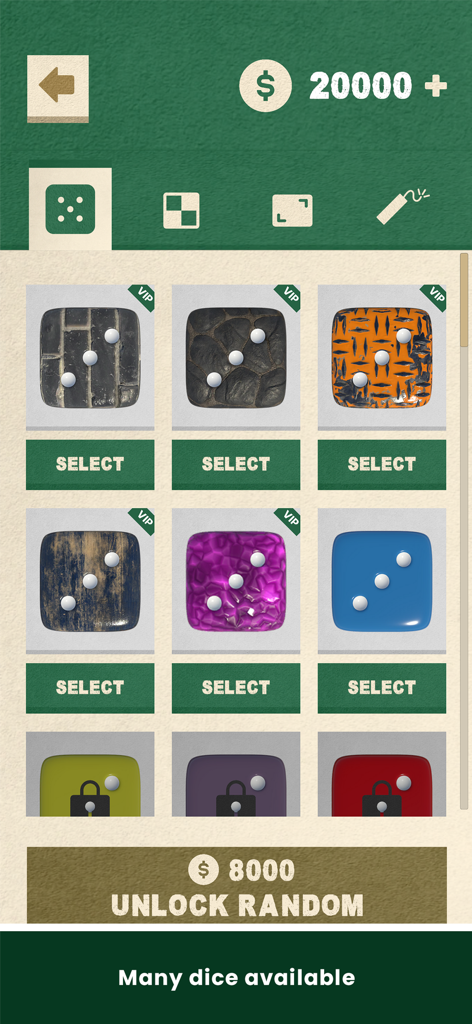 Shut The Box - Dice Board Game - Una cuadrícula de varios diseños de dados y opciones de personalización en el juego de mesa Shut The Box.