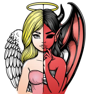 realistic angel half demon