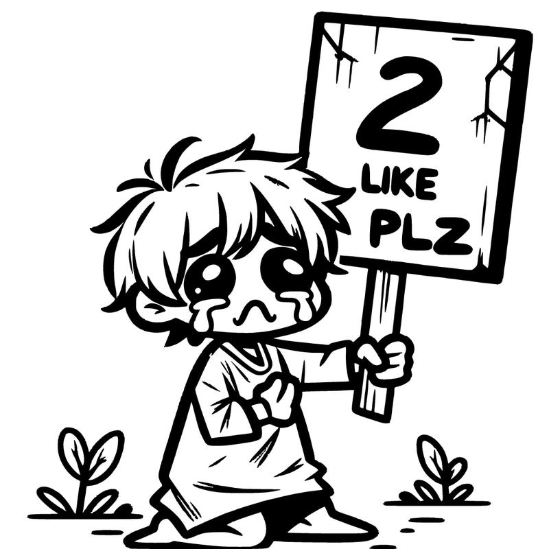 small poor toddler crying with sign that says 2 like plz