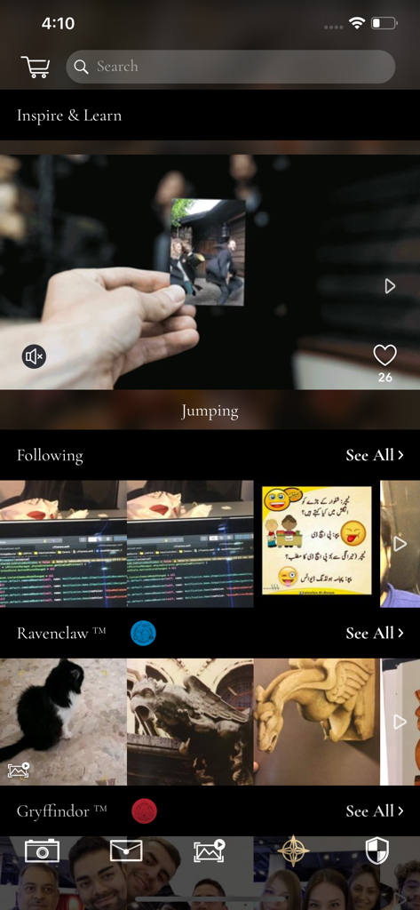 Lifeprint Printers - Lifeprint app social feed showing augmented reality photos and user community groups.