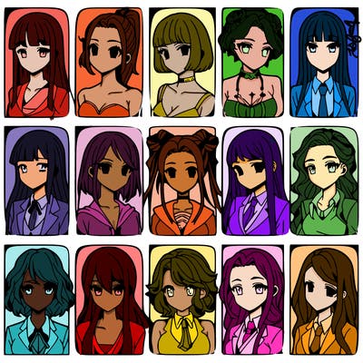 girls that look diffrent anime