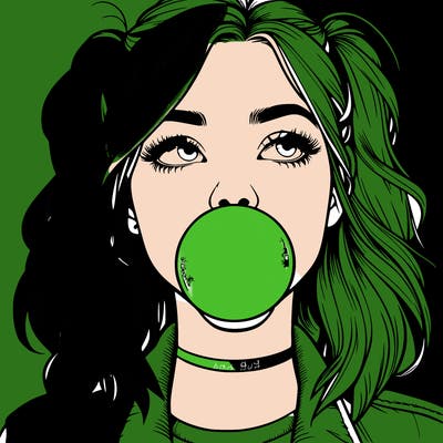 realististic girl blowing bubble -gum