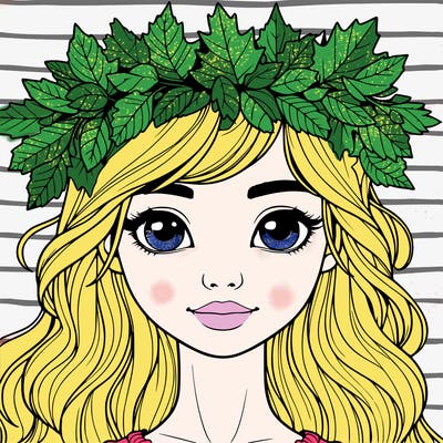 realistic girl with fall leaf crown