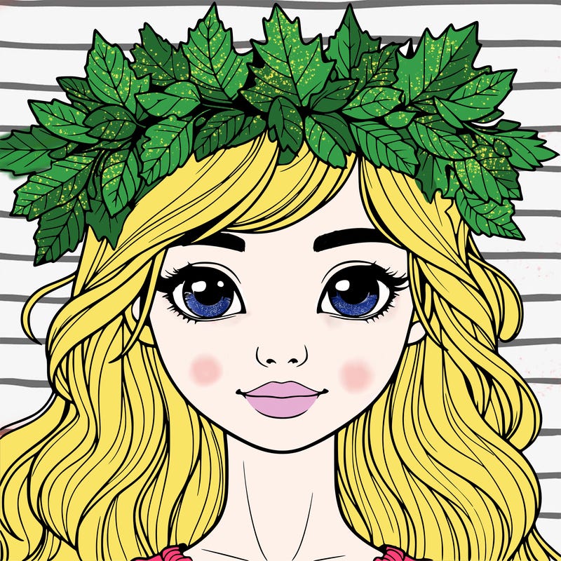 realistic girl with fall leaf crown