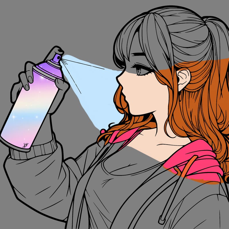 a realistic girl spray, painting