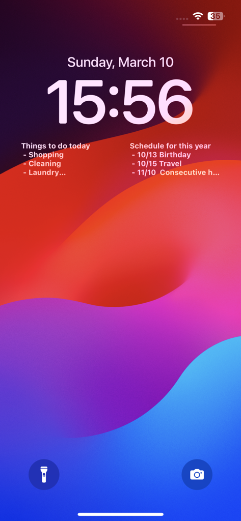 Sticky Note Widget - Cute Memo - iPhone lock screen displaying two sticky note widgets for tasks and schedule