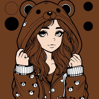 realistic girl in a animal pjs hoodie