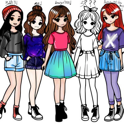 a group of five girls