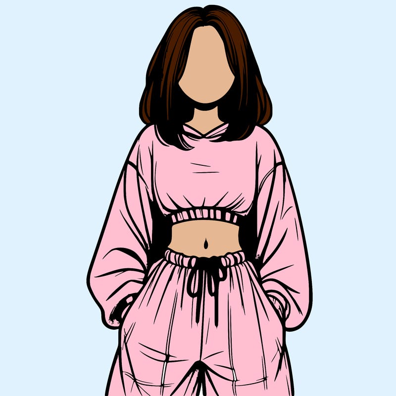 realistic girl faceless with baggy pants and a crop top