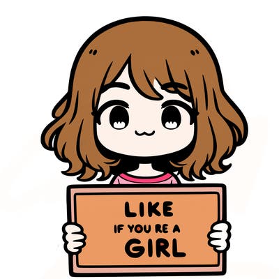 a cute girl holding a sign that says like if you’re a girl