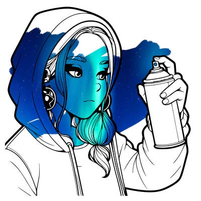 a realistic girl, spray painting