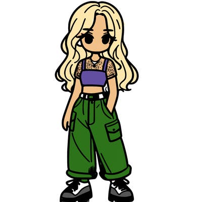 girl in crop top and baggy pants
