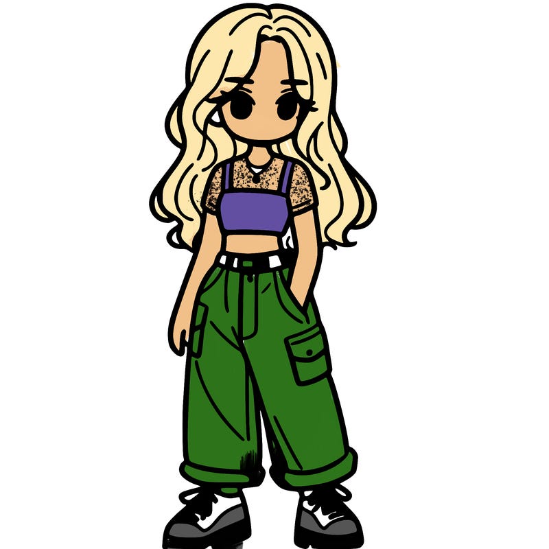 girl in crop top and baggy pants