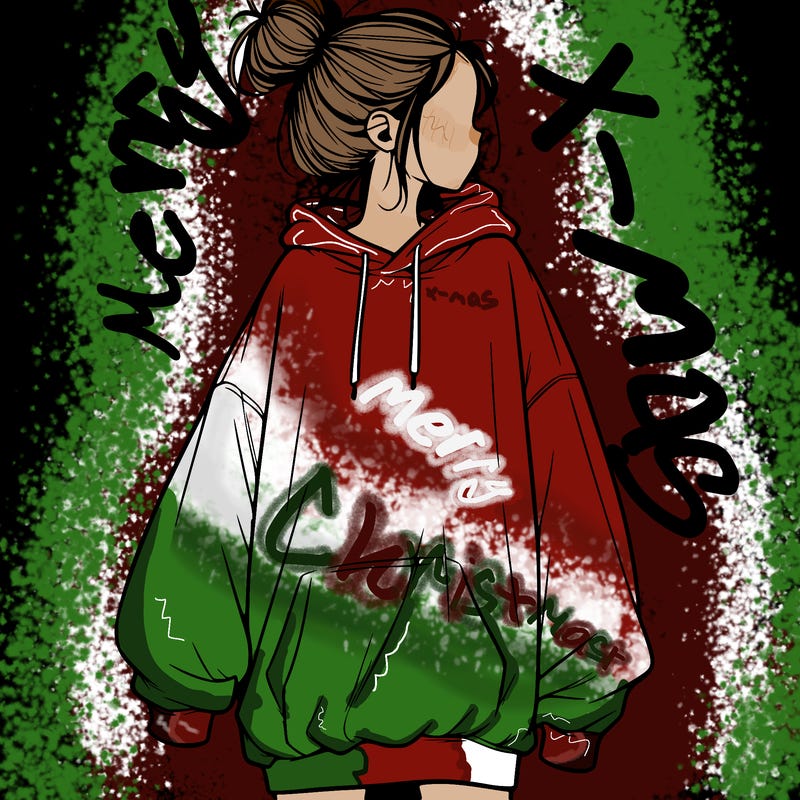 realistic girl with a oversized sweatshirt on and a bun