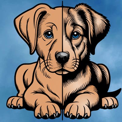 realistic dog split picture