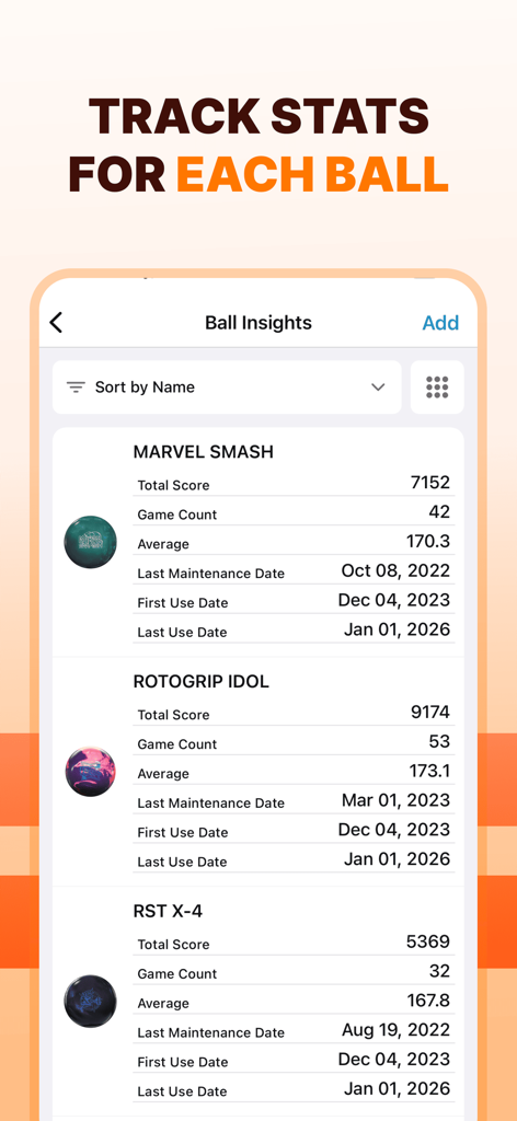 Bosc: Bowling Score Keeper App - Bowling ball statistics and maintenance tracking in the Bosc app