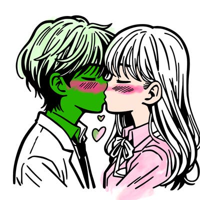 manga boy and girl kissing
