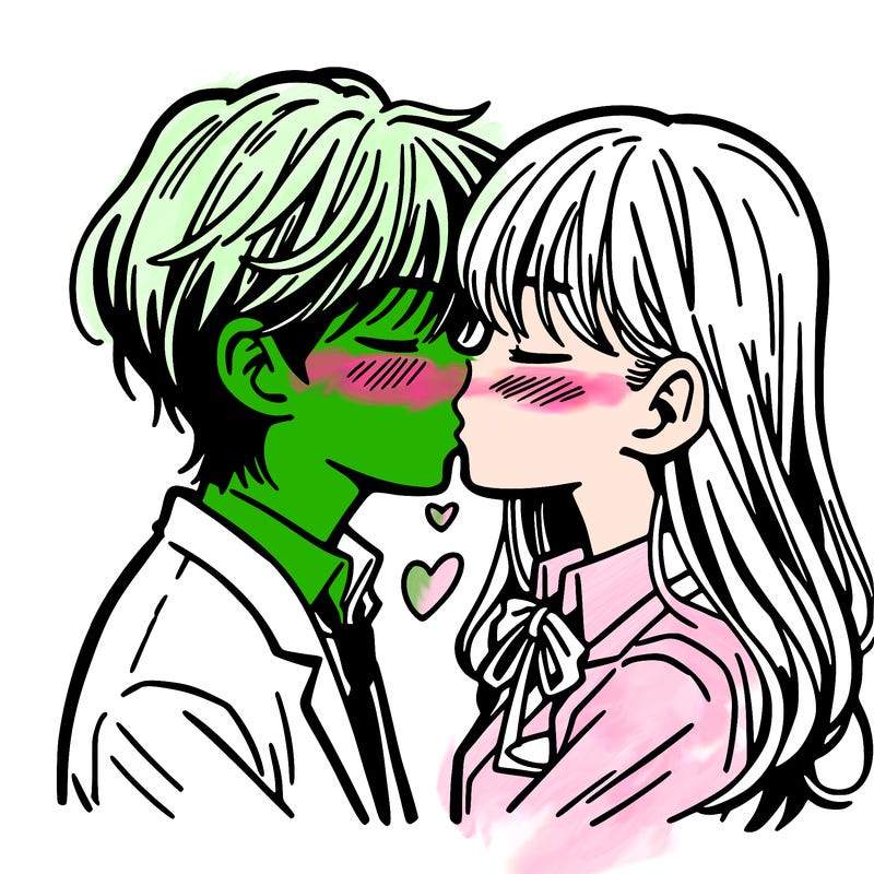 manga boy and girl kissing