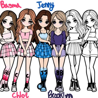 a group of girls realistic