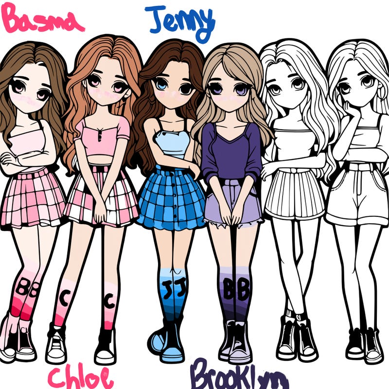 a group of girls realistic