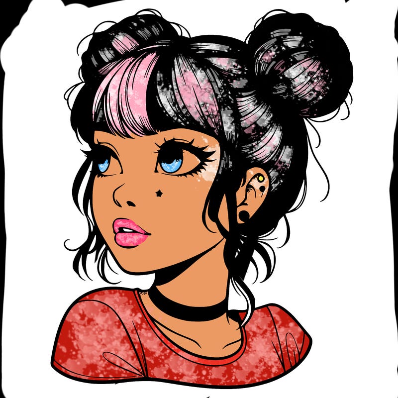 realistic girl with spacebuns