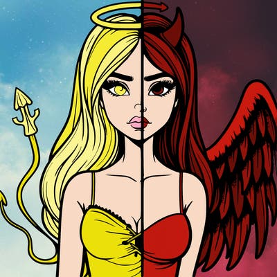 devil vs angel realistic girl