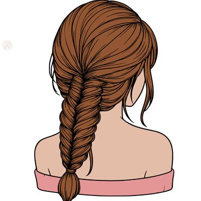 realistic girl wearing a fishtail braid in her hair