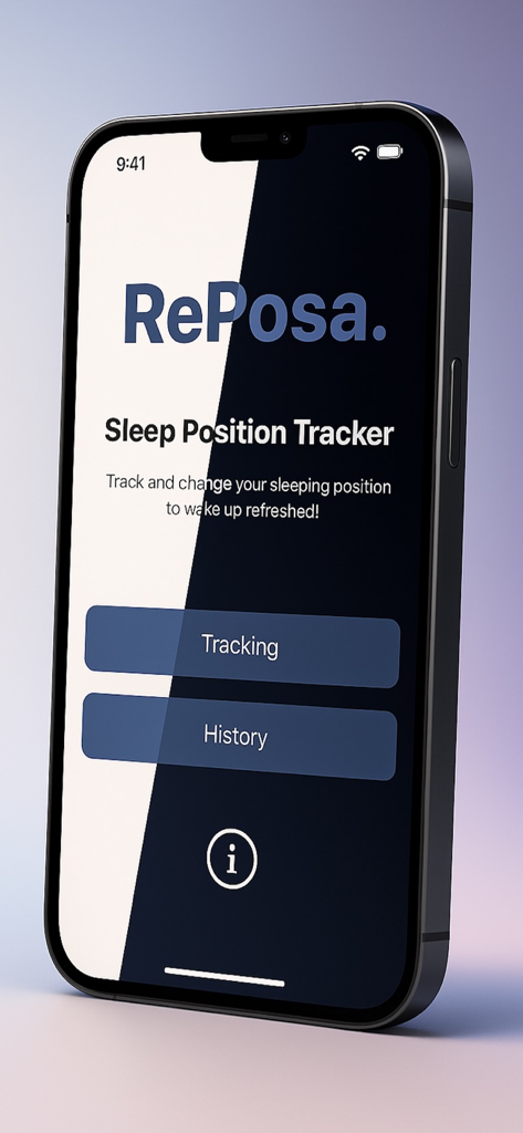 RePosa. - RePosa app home screen with Tracking and History buttons