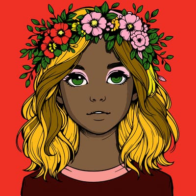 realistic girl with flower crown