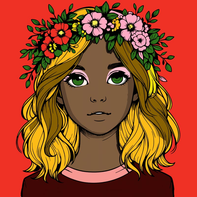 realistic girl with flower crown