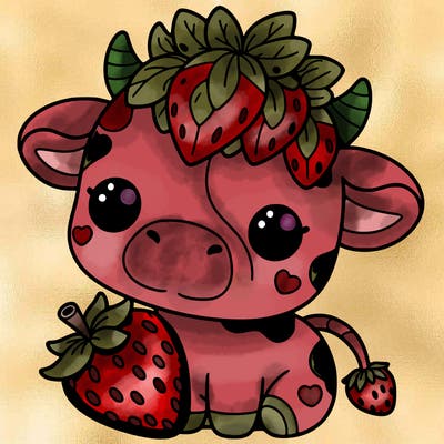 cute strawberry cow