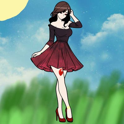 realistic woman in a short dress