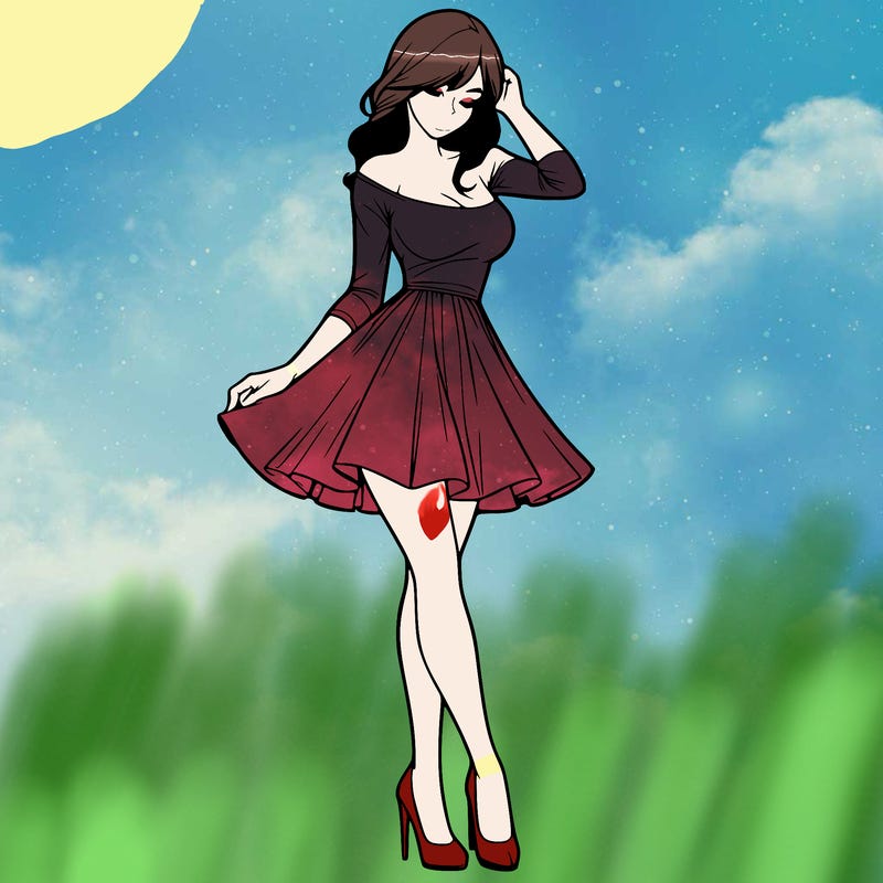 realistic woman in a short dress