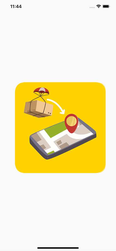 Rastreio Fácil - Illustration of a package with a parachute landing on a smartphone map for tracking