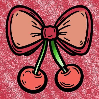 bow with two cherries attached