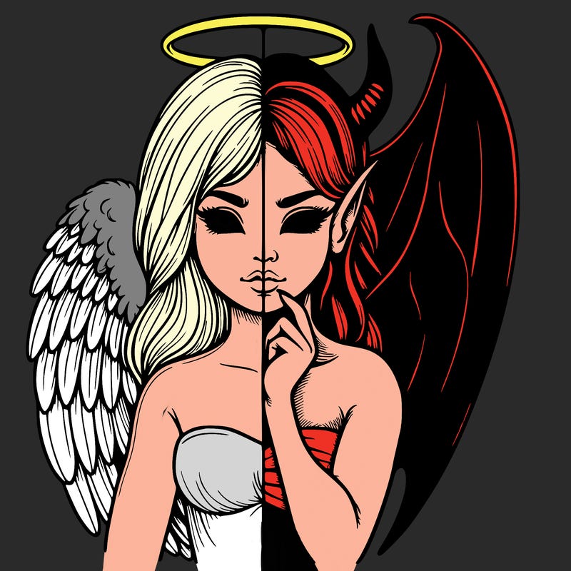 realistic angel half demon