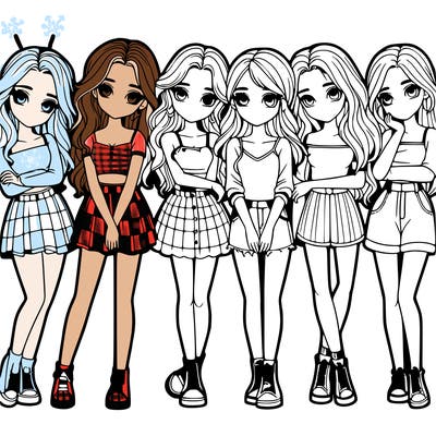 a group of girls realistic