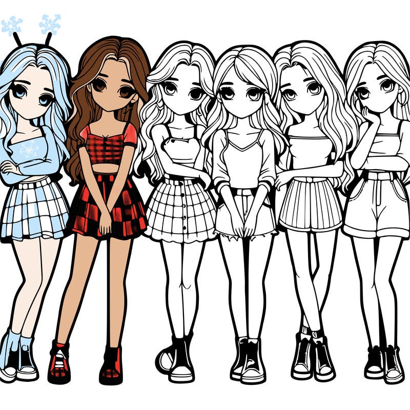 a group of girls realistic