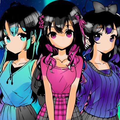three girls anime