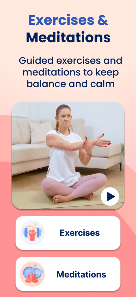HiMommy: Ovulation & Pregnancy - Woman practicing guided pregnancy exercises and meditations in the HiMommy app