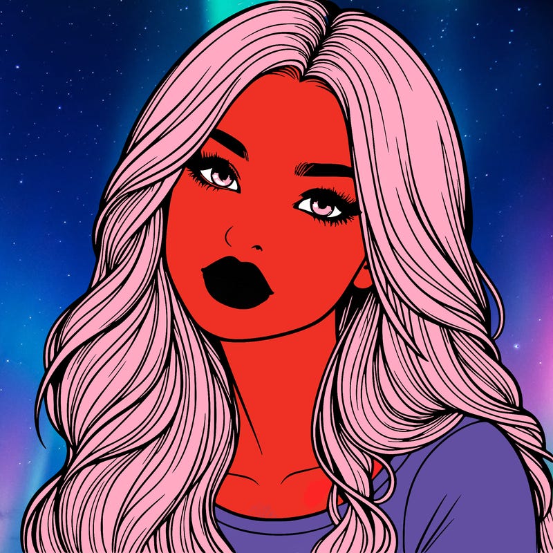 realistic girl with hair on her hair and lips