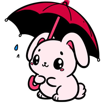 cute bunny with a tiny umbrella